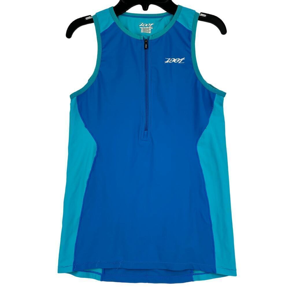 Zoot Women's Cycling Jersey‎ Sleeveless Half Zip Athletic Tank Blue Size L